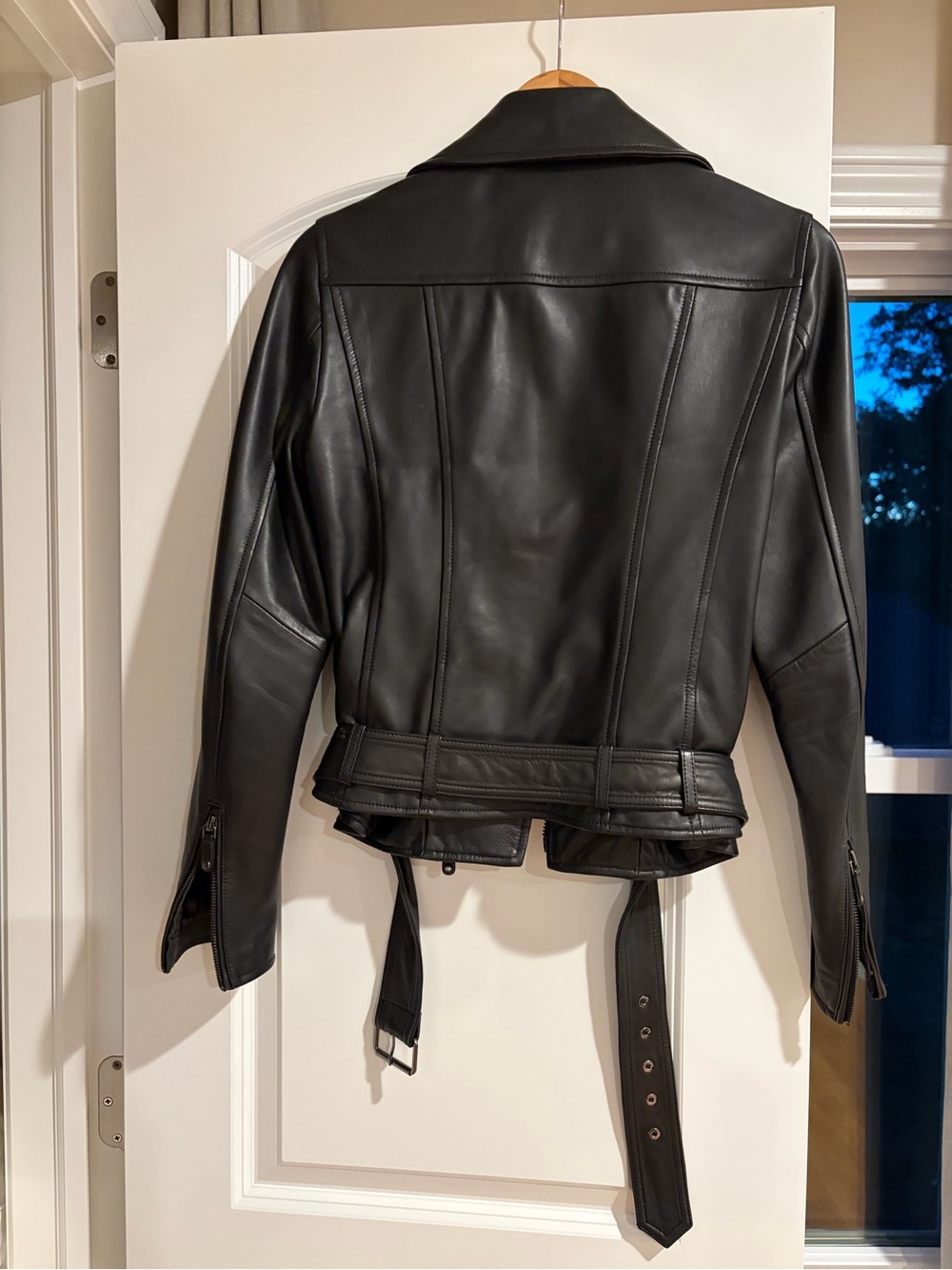 Massimo Dutti Black Sheep Leather Biker Jacket - Picture 3 of 4